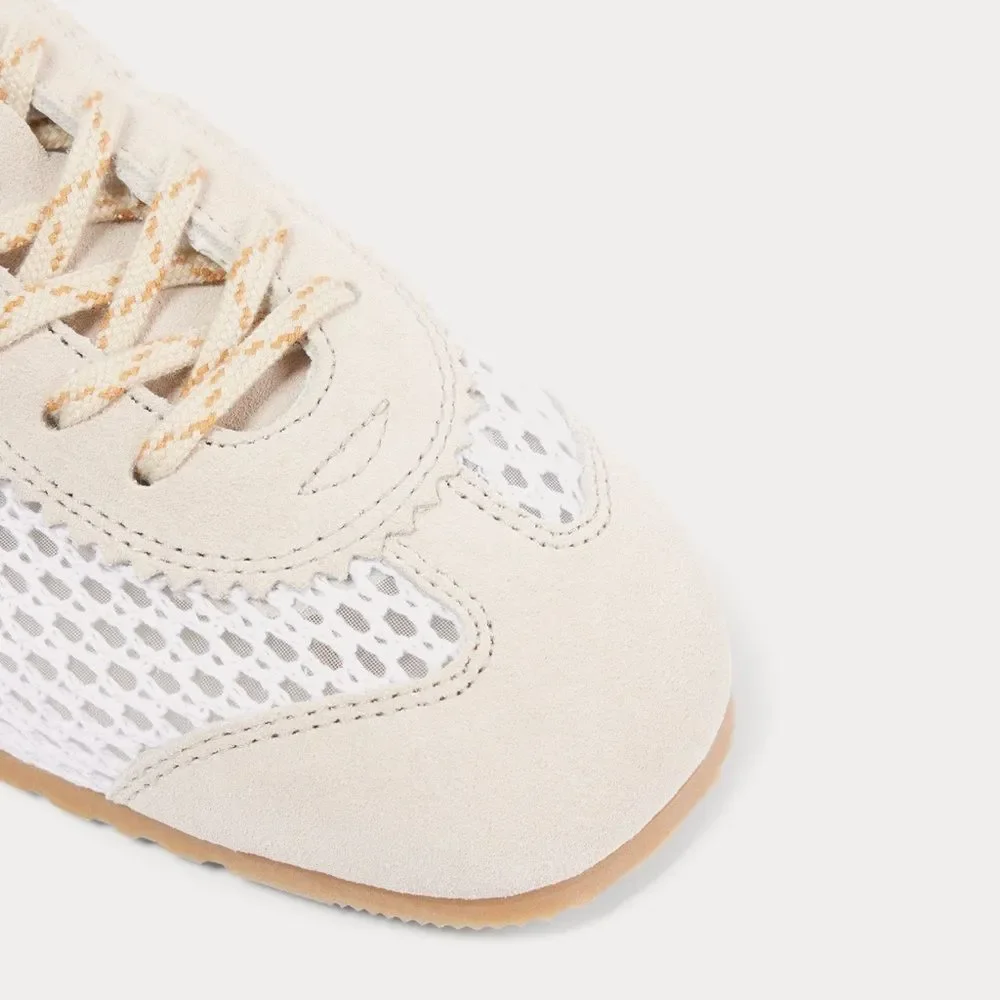 Dries Van Noten mesh and suede low-top sneakers in white and beige